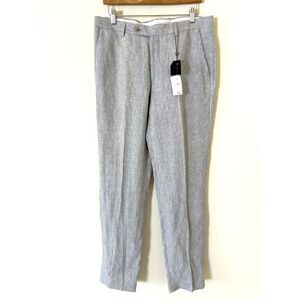 Joseph Abboud Men's‎ 100% LINEN Dress Pants Slim Fit Size 34x34 light Grey NEW